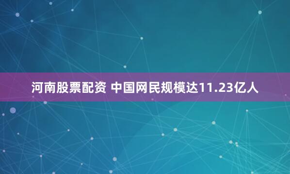 河南股票配资 中国网民规模达11.23亿人